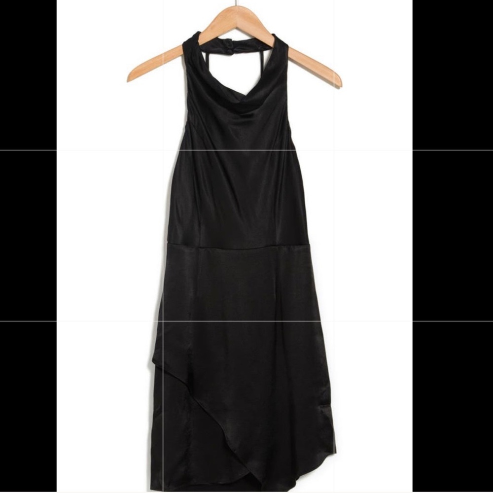 Black Satin Halter Dress